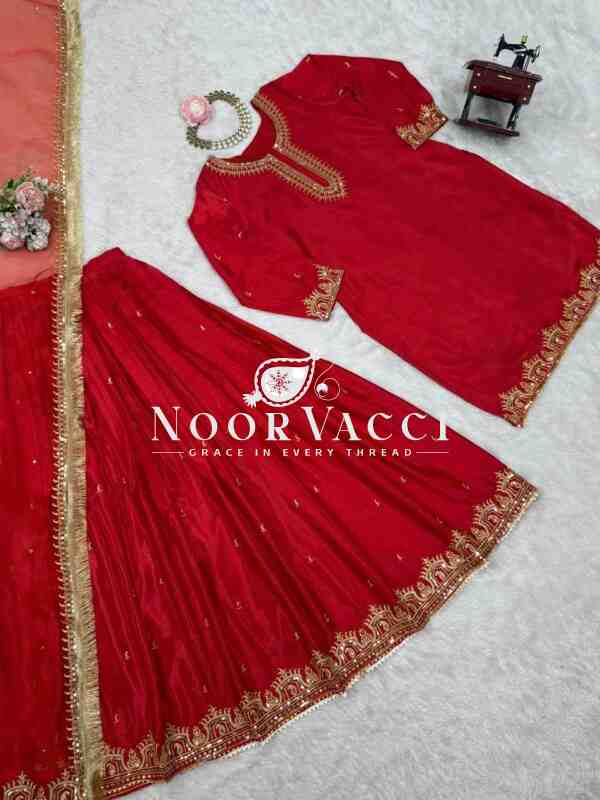 Chinon Silk Lehenga Set with Thread & Sequence Embroidery - Image 7