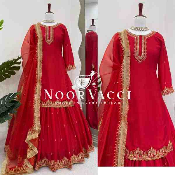 Chinon Silk Lehenga Set with Thread & Sequence Embroidery - Image 6