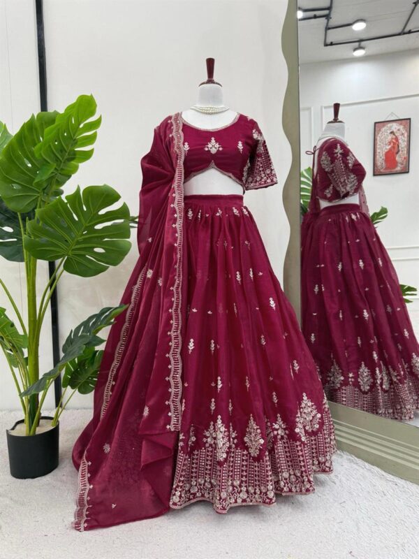 Buy Jimi Choo Semi-Stitched Lehenga with Thread & Sequence Work - Image 5