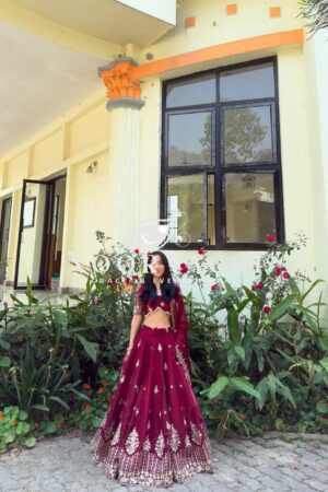 Buy Jimi Choo Semi-Stitched Lehenga with Thread & Sequence Work