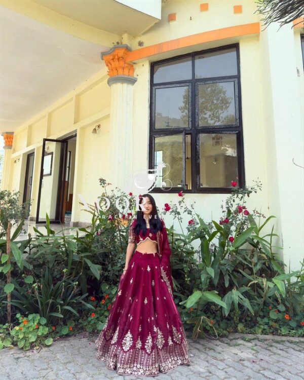 Buy Jimi Choo Semi-Stitched Lehenga with Thread & Sequence Work