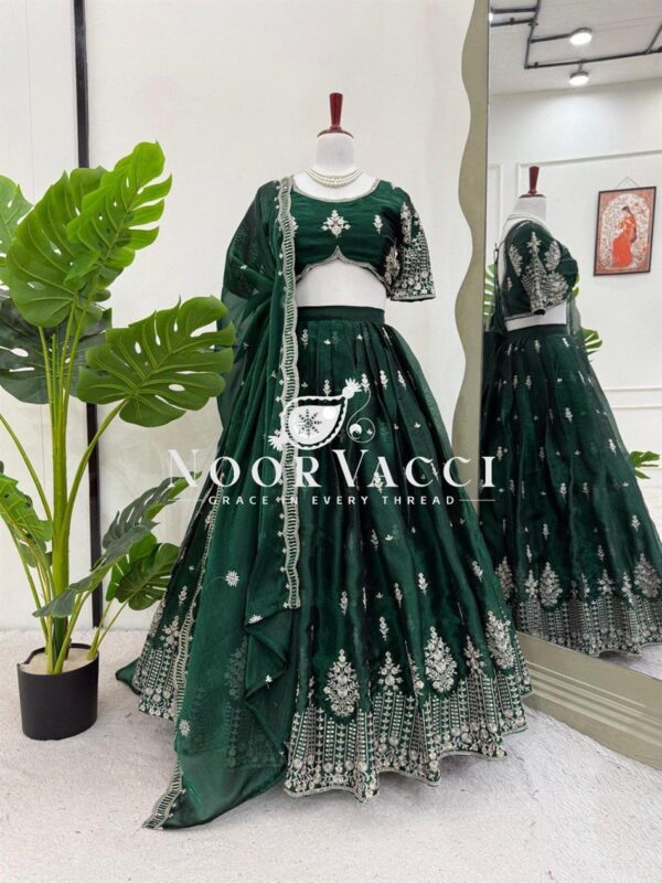 Buy Jimi Choo Semi-Stitched Lehenga with Thread & Sequence Work - Image 6