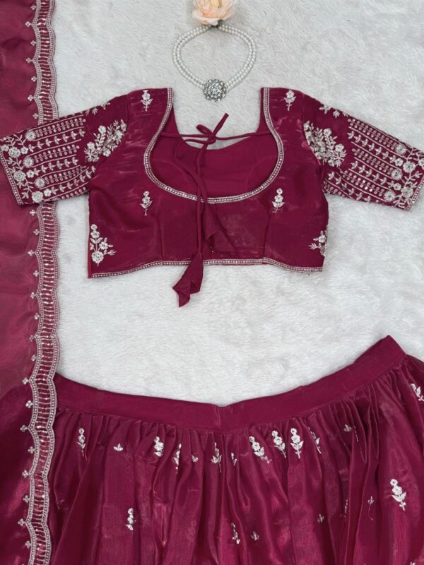 Buy Jimi Choo Semi-Stitched Lehenga with Thread & Sequence Work - Image 7