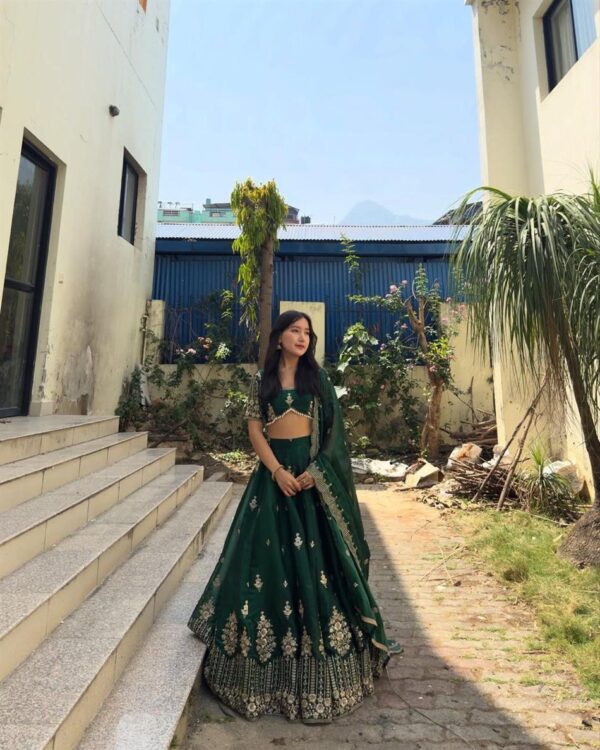 Buy Jimi Choo Semi-Stitched Lehenga with Thread & Sequence Work