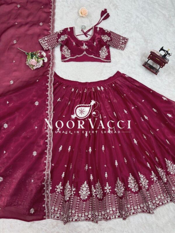 Buy Jimi Choo Semi-Stitched Lehenga with Thread & Sequence Work - Image 9