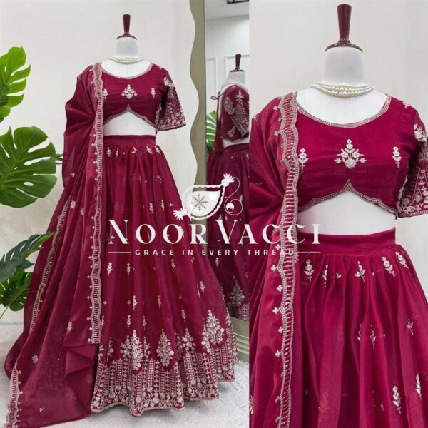 Buy Jimi Choo Semi-Stitched Lehenga with Thread & Sequence Work - Image 6