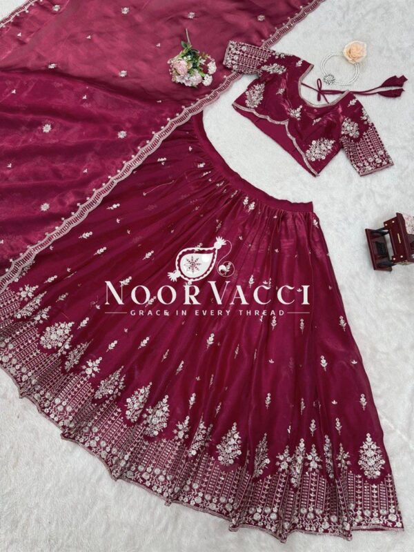 Buy Jimi Choo Semi-Stitched Lehenga with Thread & Sequence Work - Image 8