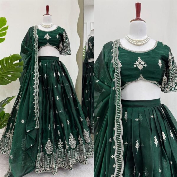 Buy Jimi Choo Semi-Stitched Lehenga with Thread & Sequence Work - Image 5