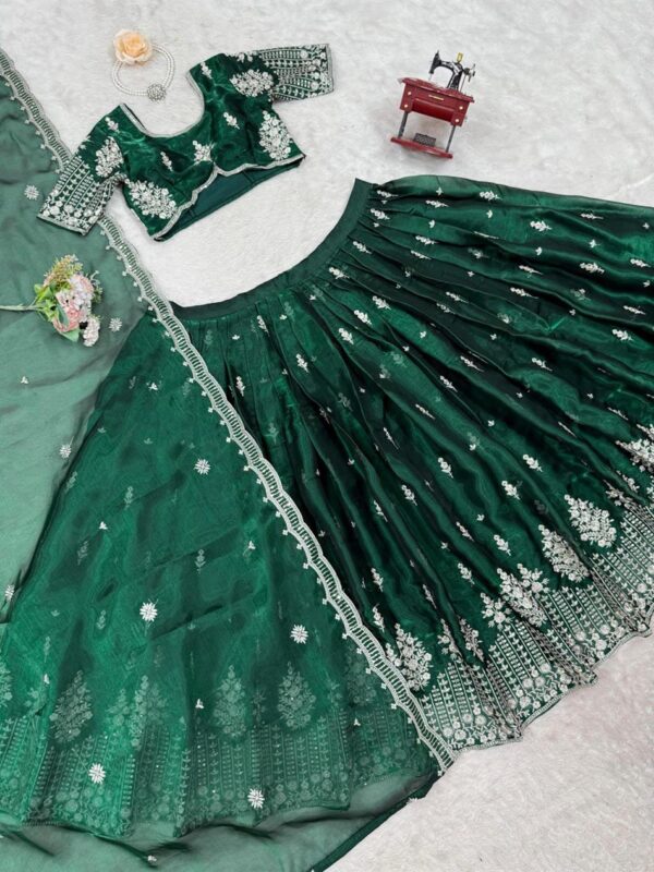 Buy Jimi Choo Semi-Stitched Lehenga with Thread & Sequence Work - Image 9