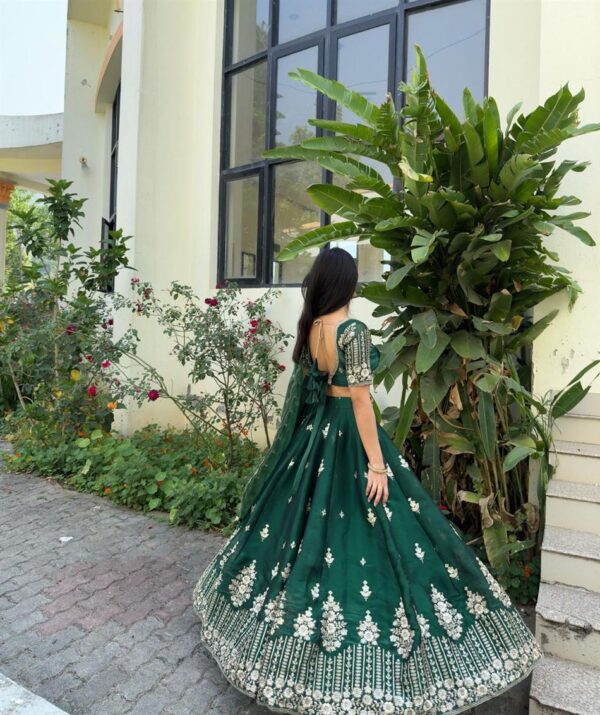 Buy Jimi Choo Semi-Stitched Lehenga with Thread & Sequence Work - Image 4