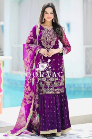 Shop Fox Georgette Embroidered Palazzo Set with Dupatta