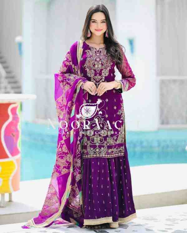 Fox Georgette Embroidered Palazzo Set with Dupatta