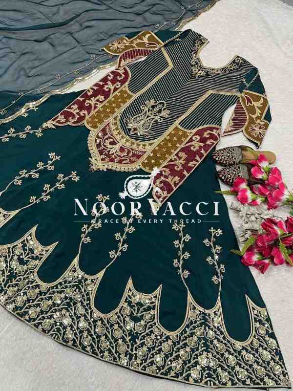 Natural Crepe Silk Embroidered Top Lehenga Set with Organza Dupatta - Image 7
