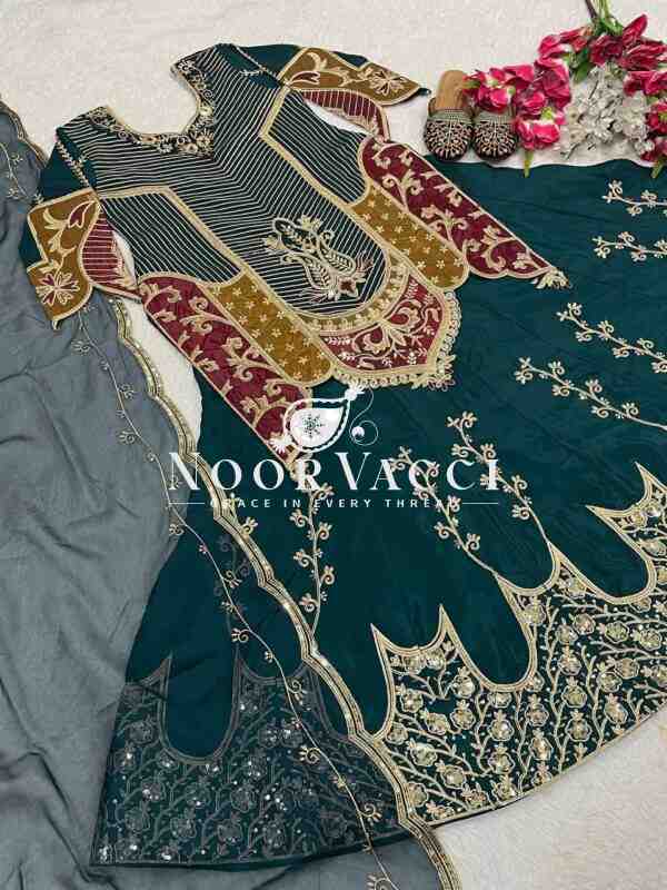 Natural Crepe Silk Embroidered Top Lehenga Set with Organza Dupatta - Image 8