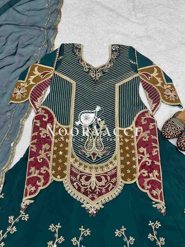 Natural Crepe Silk Embroidered Top Lehenga Set with Organza Dupatta - Image 9