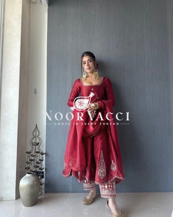 Buy Natural Crepe Anarkali Set with Thread & Sequence Work