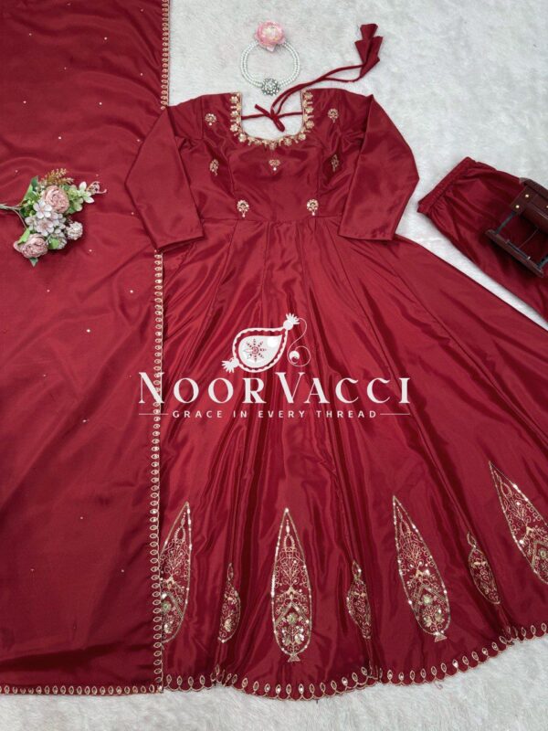 Buy Natural Crepe Anarkali Set with Thread & Sequence Work - Image 6