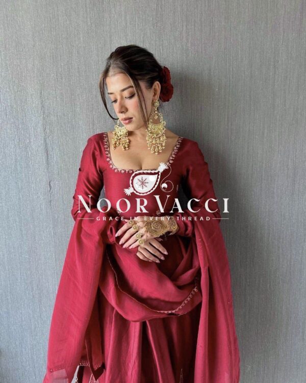 Buy Natural Crepe Anarkali Set with Thread & Sequence Work - Image 2