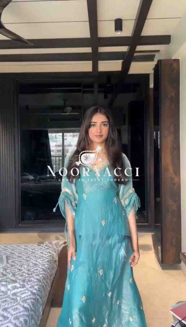 Japan Satin Top & Pant Set with Embroidered Fendy Silk Kaftan - Image 3