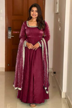 Shop Heavy Designer Party Wear Gown & Dupatta Set with Multy Thread Embroidery Sequence Work