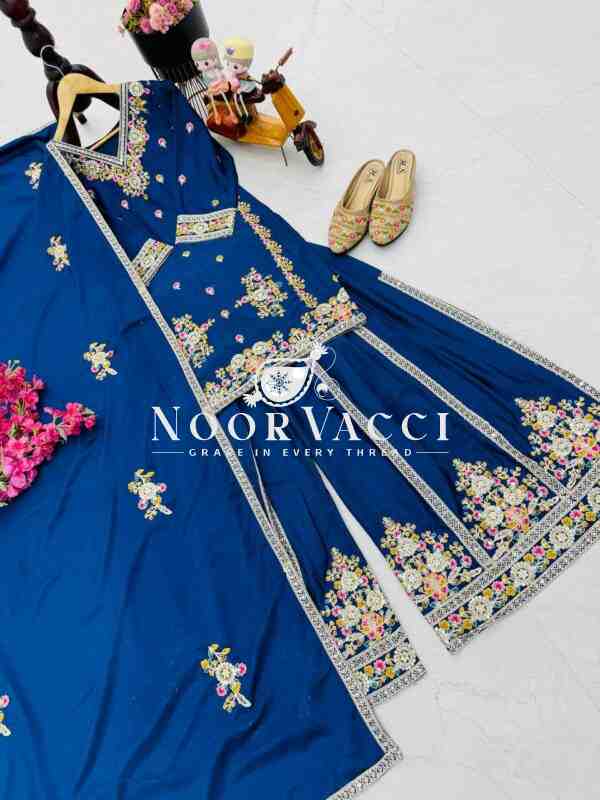 Chinon Silk Embroidered Sharara Set with Dupatta - Image 5
