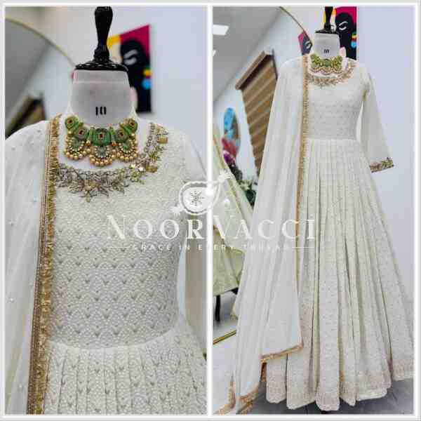 Fox Georgette Designer Party Gown with Pant and Dupatta Set - Image 7