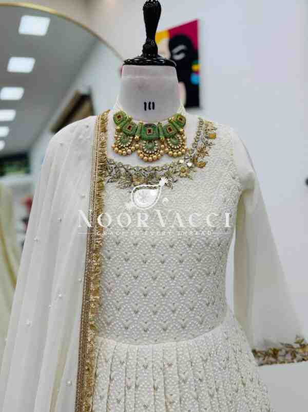 Fox Georgette Designer Party Gown with Pant and Dupatta Set - Image 9