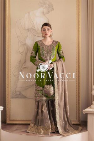 Buy Faux Georgette Designer Suit with Pearl and Sequence Work
