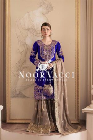 Buy Faux Georgette Designer Suit with Pearl and Sequence Work