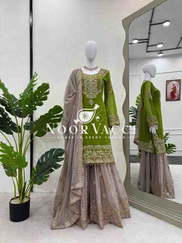 Faux Georgette Designer Suit with Pearl and Sequence Work - Image 2