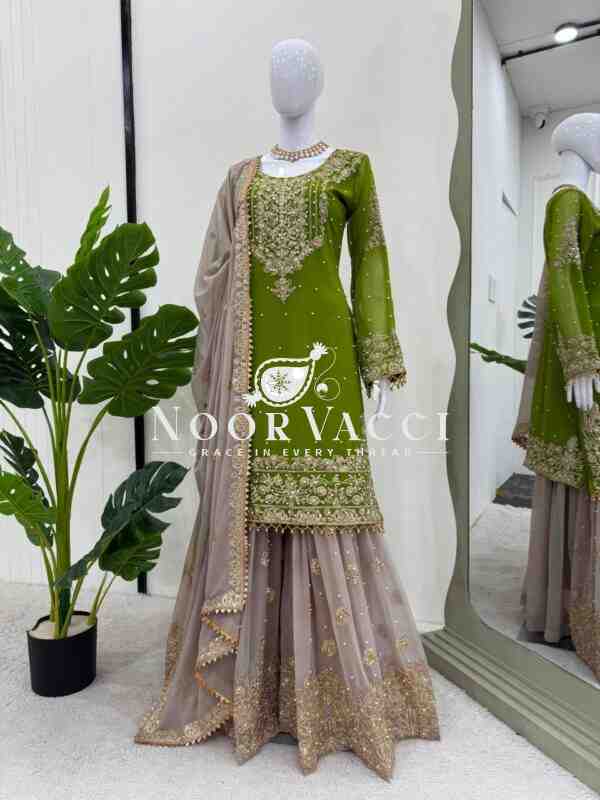 Faux Georgette Designer Suit with Pearl and Sequence Work - Image 3