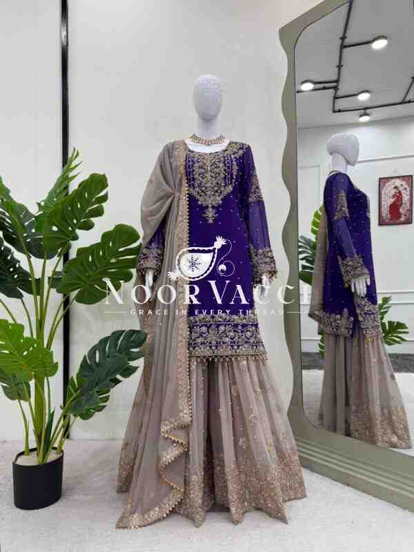 Faux Georgette Designer Suit with Pearl and Sequence Work - Image 3