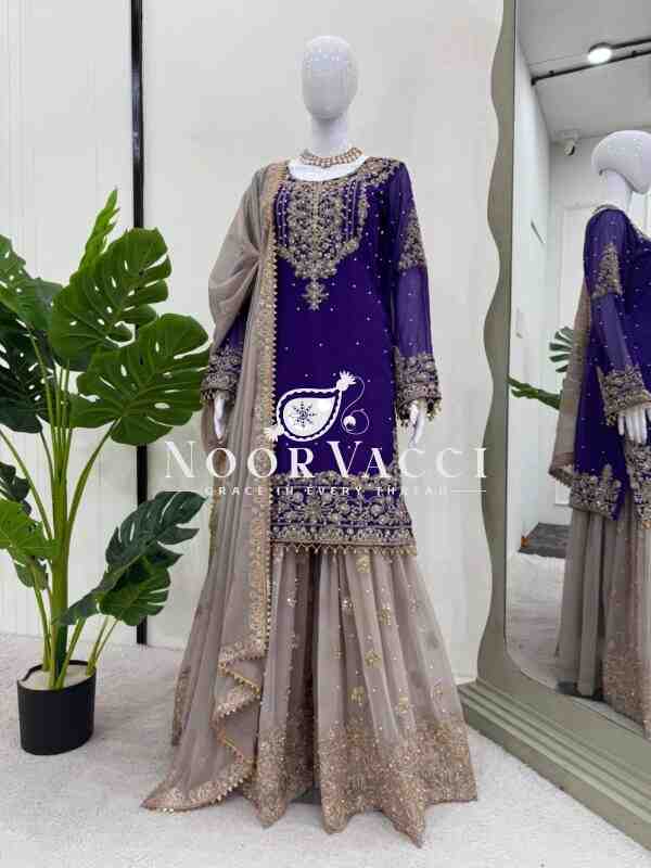 Faux Georgette Designer Suit with Pearl and Sequence Work - Image 4