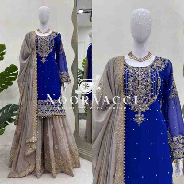 Faux Georgette Designer Suit with Pearl and Sequence Work - Image 2