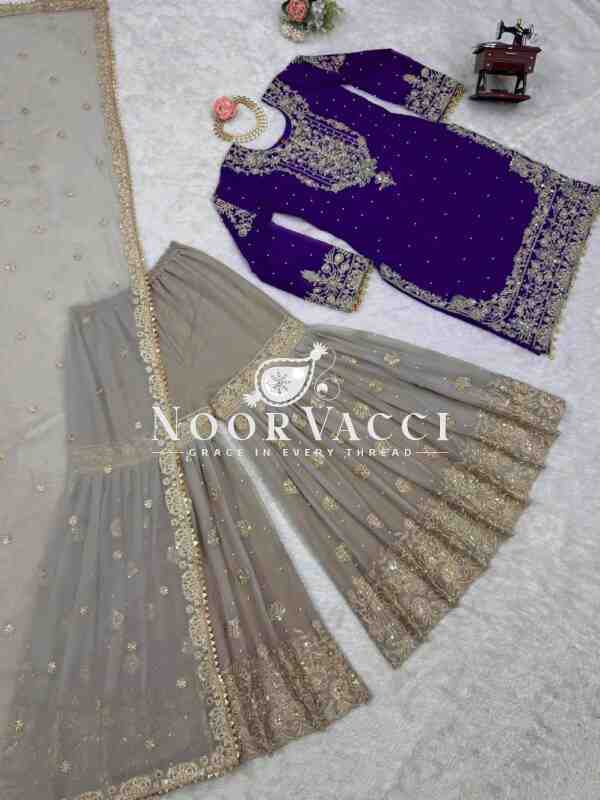 Faux Georgette Designer Suit with Pearl and Sequence Work - Image 5