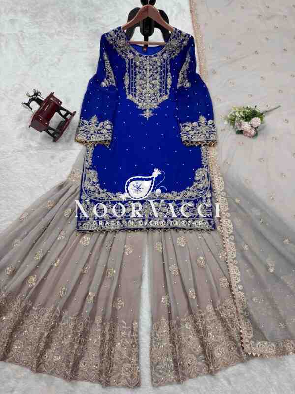 Faux Georgette Designer Suit with Pearl and Sequence Work - Image 3