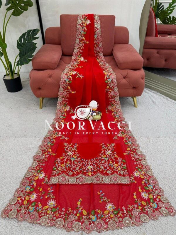 Shop Faux Georgette Saree with Thread and Sequence Work - Image 7