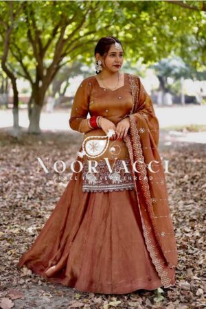 Shop Simmer Silk Embroidered Lehenga Set with Fancy Dupatta