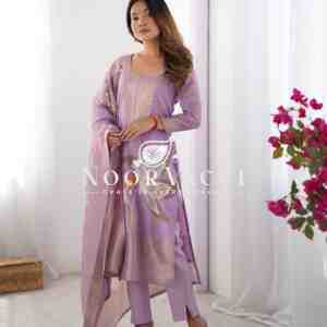Chanderi Silk Jacquard Printed Suit Set with Dupatta