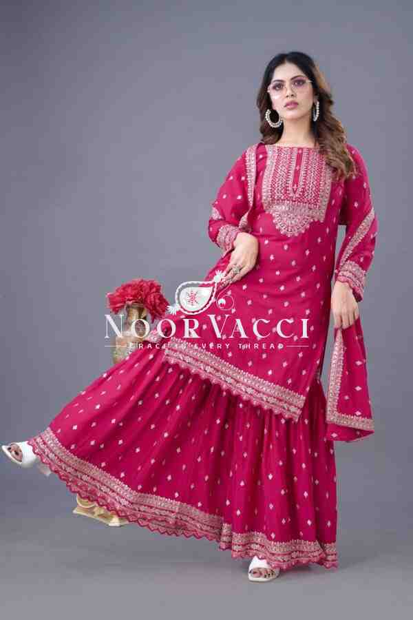 Designer Chinon Silk Top-Sharara & Dupatta Set with Embroidery Work - Image 2