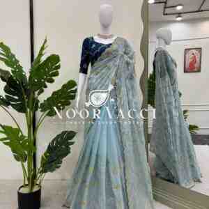 Designer Saree in Heavy Zimmy Chu Fabric with Thread & Sequence Work