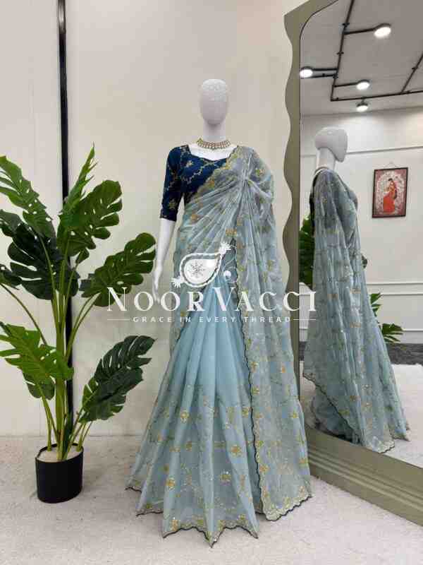 Designer Saree in Heavy Zimmy Chu Fabric with Thread & Sequence Work