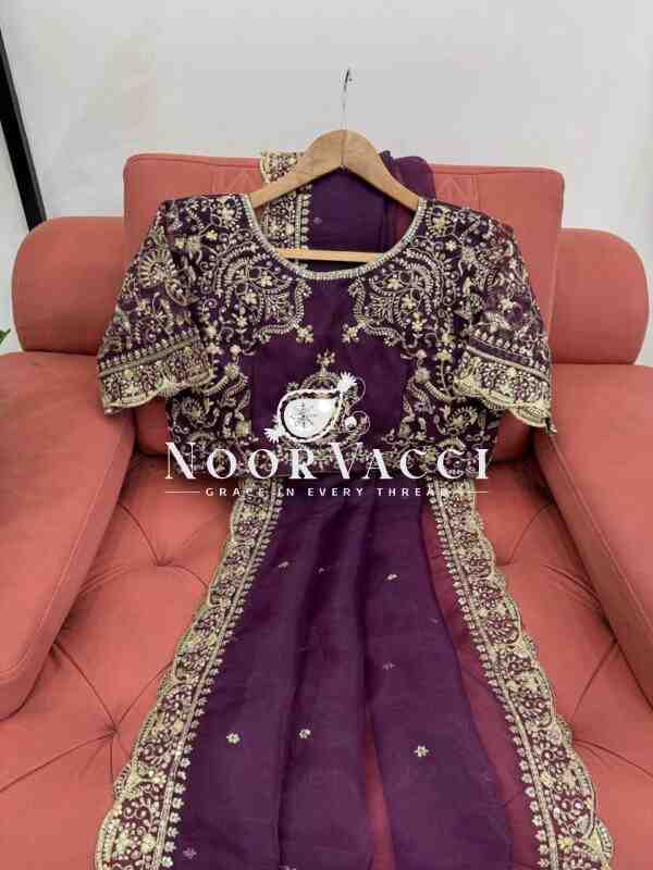 Heavy Organza Silk Saree with Thread & Sequence Embroidery - Image 6