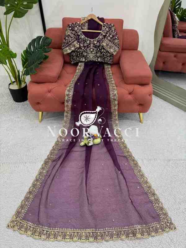 Heavy Organza Silk Saree with Thread & Sequence Embroidery - Image 7