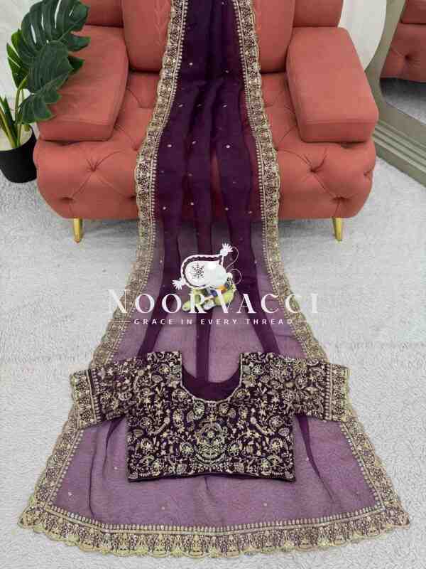 Heavy Organza Silk Saree with Thread & Sequence Embroidery - Image 8