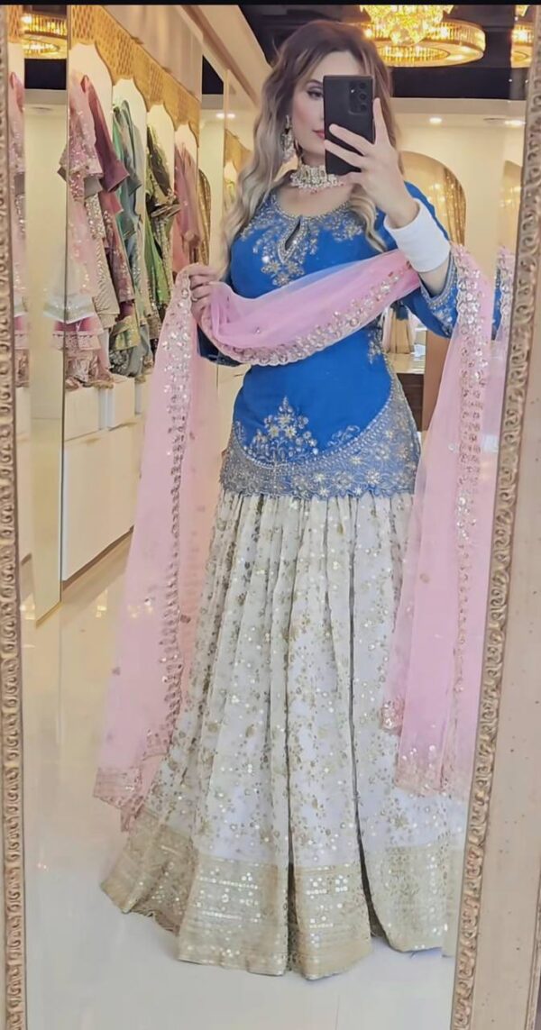 Shop Designer Heavy Chinon Silk Lehenga with Fancy Top & Net Dupatta