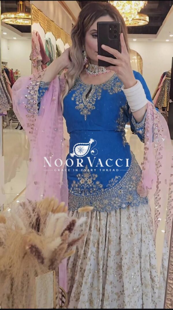 Shop Designer Heavy Chinon Silk Lehenga with Fancy Top & Net Dupatta - Image 3