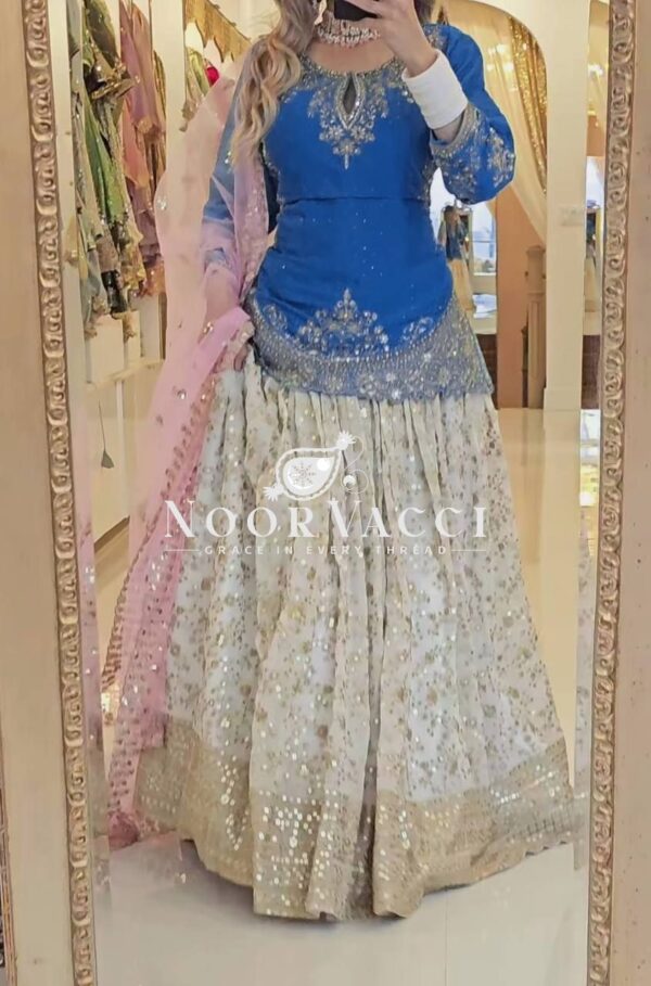 Shop Designer Heavy Chinon Silk Lehenga with Fancy Top & Net Dupatta - Image 4