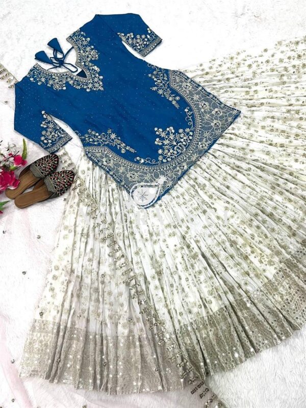 Shop Designer Heavy Chinon Silk Lehenga with Fancy Top & Net Dupatta - Image 7