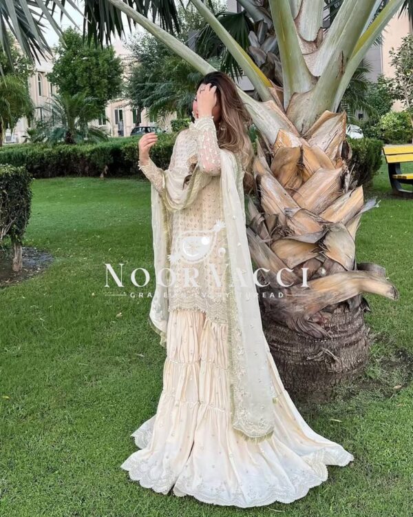 Shop Chinon Embroidered Sharara Plazo Set with Dupatta - Image 4